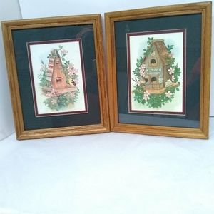 2 Bambi Papais Bird Place Framed Prints Art Wall Decor 11"x9"